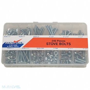 ITW BEE LEITZKE Bolt Assort Slotted 246pcs Zinc Plated, 3KNK9