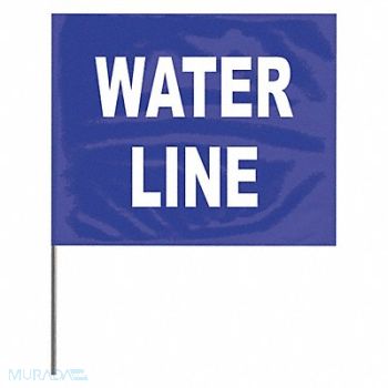PRESCO PRODUCTS CO Marking Flag Blue Water Line PVC PK100, 3LUP6