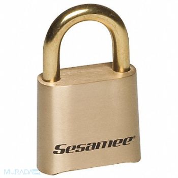 SESAMEE Combination Padlock 1 3/4in Rectgle Gold, 3TMJ7