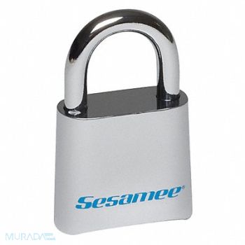 SESAMEE Combination Padlock 1 3/4in Rectgle Slvr, 3TMJ9