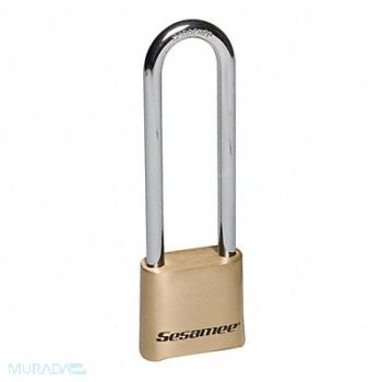 SESAMEE Combination Padlock 1 3/4in Rectgle Gold, 3TMK1