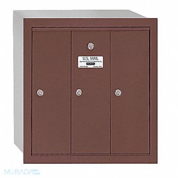 SALSBURY INDUSTRIES Vertical Mailbox 3 Doors Bronze, 3YNW2
