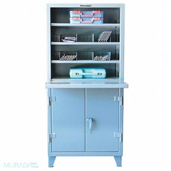 STRONG HOLD Cabinet Hutch Shop Desk 78 H Dark Gray, 40V919