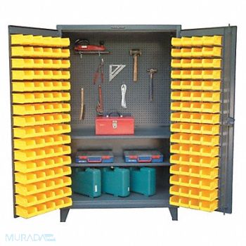 STRONG HOLD Peg Bin Cab Gray 78 x48 x24 144YllwBns, 40V694