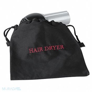 HOSPITALITY 1 SOURCE Hair Dryer Bag 12x12In Black Cotton/Poly, 41H540