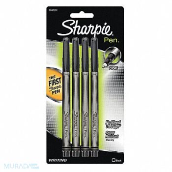 Sharpie Pen Plastic Point Black PK4, 43KM33