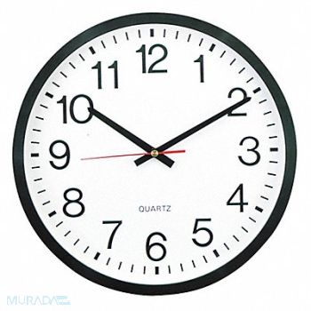 UNIVERSAL Round Wall Clock Black 12.5 dia., 43KR94