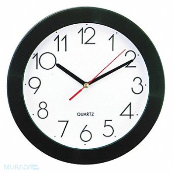 UNIVERSAL Round Wall Clock Black 9-3/4, 43KR95