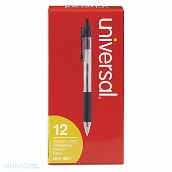 UNIVERSAL Ballpoint Pen Retractable Black PK12, 43YG62