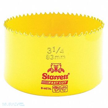 STARRETT Bi-Metal Fast Cut Hole Saw 3-1/4 83mm, 44WE05