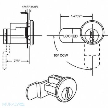 GRAINGER APPROVED Mailbox Lock For 4C Pedestal Mailboxes, 451K31