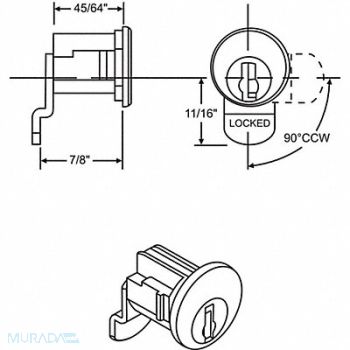 GRAINGER APPROVED Mailbox Lock For 4C Pedestal Mailboxes, 451K32