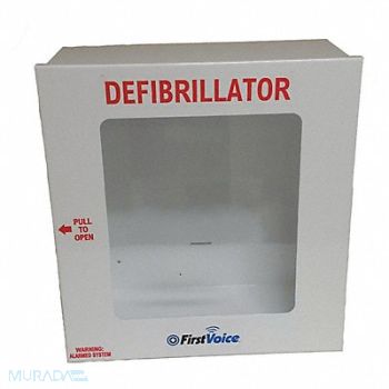 FIRST VOICE Defibrillator Storage Cabinet White, 454H86