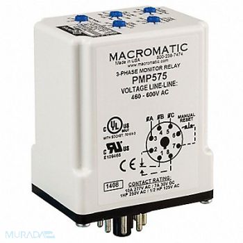 MACROMATIC Phase Monitor Relay 480-600VAC Plug SPDT, 45LU84