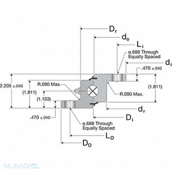 SILVERTHIN BEARING Slewing Ring Brg 37.09 in Bore No Gear, 45TP76