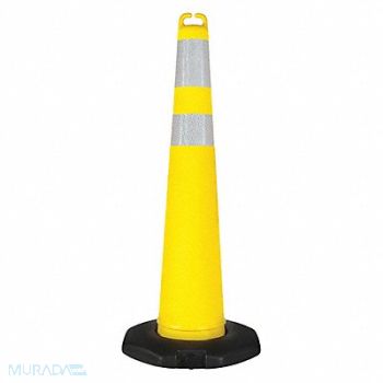 GRAINGER APPROVED Traffic Cone Yellow with Reflective Tape, 45YJ67
