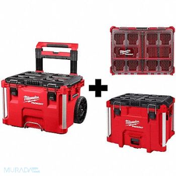 MILWAUKEE Rolling Tool Box + Tool Box + Organizer, 388TR1