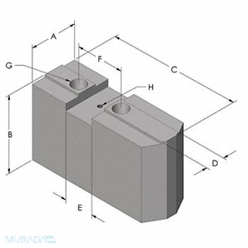 ABBOTT WORKHOLDING PRODUCTS Lathe Jaw 7/8 Aluminum, 48UA90