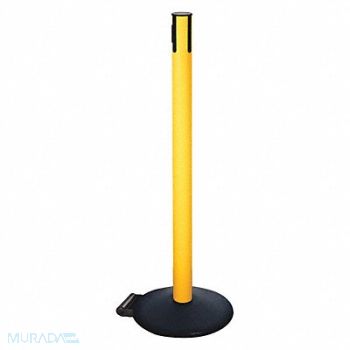 RETRACTA-BELT Belt Barrier Rcvr. Post Yellow Cast Iron, 48VU15