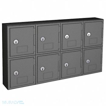 UNITED VISUAL PRODUCTS Locker 2x4Lckrs Gry/Blk 13.5 x24 x4, 48XW71