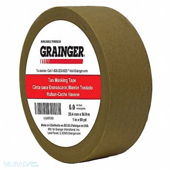 GRAINGER APPROVED Masking Tape 1 W 60 yd L Tan, 497C93