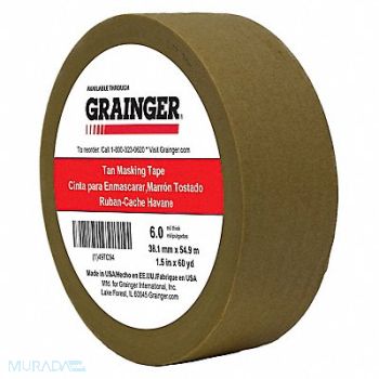 GRAINGER APPROVED Masking Tape 1 1/2 W 60 yd L Tan, 497C94