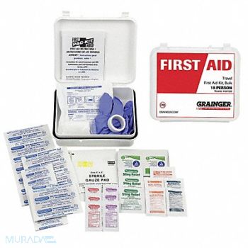 GRAINGER APPROVED First Aid Kit Weatherproof Travel 68 pcs, 49H369