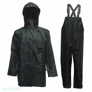 VIKING Rain Suit w/Jacket/Bib Unrated Black 2XL, 49P613