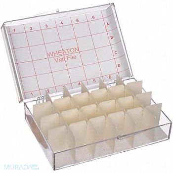 WHEATON Vial Store Case Holds 24 Test Tubes PK6, 49WG21