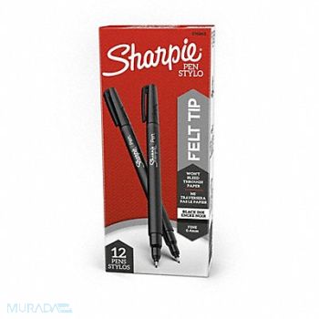SHARPIE Permanent Pens Black PK12, 4AZJ9