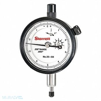 STARRETT Dial Indicator 0 to 0.200 In 0-5-0, 4CER5