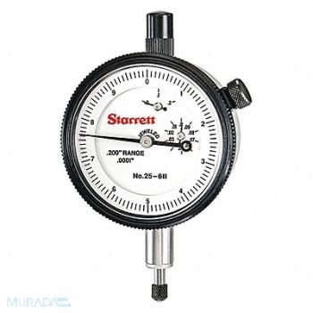 STARRETT Dial Indicator 0 to 0.200 In 0-10, 4CER6