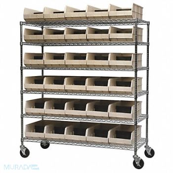 AKRO-MILS Mobile Bin Shelving Beige Steel, 4KEV3