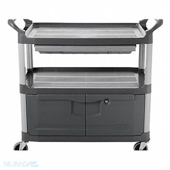 RUBBERMAID COMMERCIAL PRODUCTS Enclosed Service Cart Gray 3 Shelf, 4MC26