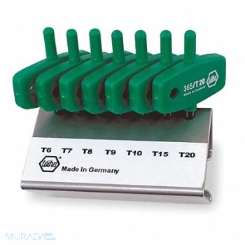 WIHA Torx Key Set T Shape 1 1/2 to 1 3/4 in, 4NB68