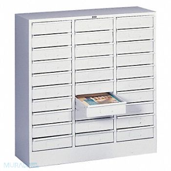 TENNSCO Horz Lit Organizer Legl 30 Drawer LtGray, 4YTE5