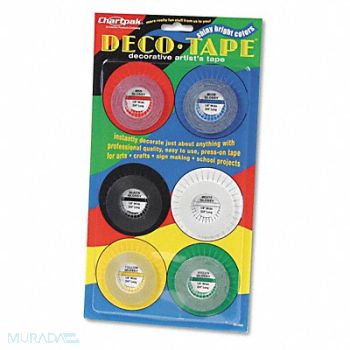 CHARTPAK Decorative Tape 1/8x324 Assorted PK6, 51UW62