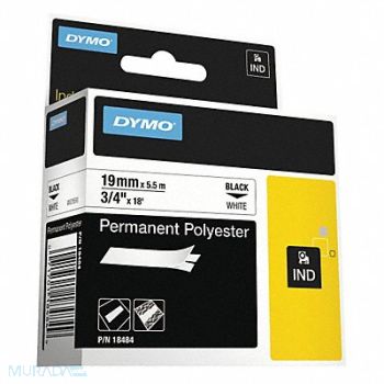 DYMO Label Tape 0.25 Perm Poly White/Black, 51VM70