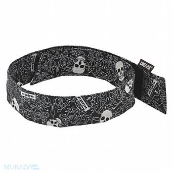 CHILL-ITS BY ERGODYNE Evaporative Cooling Bandana Black/White, 52JA05