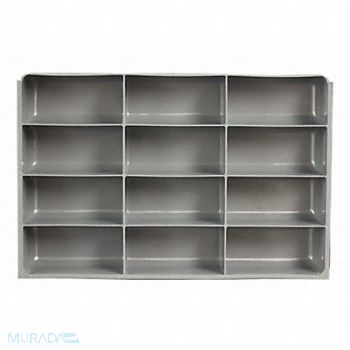 DURHAM MFG DrwInsrt Gry 12Cmptmnt PlyPrp Fit12 Box, 52JD27