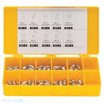 WESTWARD Grease Fitting Kit Metric Tapered PK50, 52NZ93