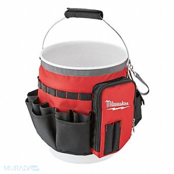 MILWAUKEE Bucket ToolOrganizerBallistic Nylon Red, 53TX77