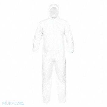 MICROMAX Hooded Dispos. Coveralls White XL PK25, 54ZF31