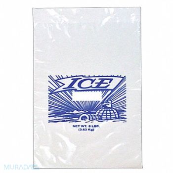 GRAINGER APPROVED Printed Ice Bags 8 lb 20 in PK1000, 55NK57