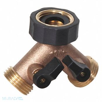 MIDWEST CONTROL Hose Splitter Brass Garden 3/4 GHT, 59PW88