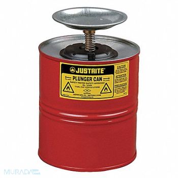JUSTRITE Plunger Can 1 gal Galvanized Steel Red, 5AV31