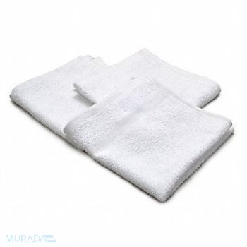 R R TEXTILE Wash Cloth 12x12 In White PK12, 5NWP3