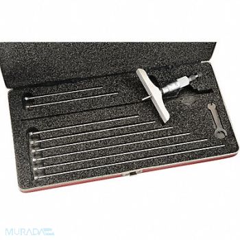 STARRETT Depth Micrometer 0-9 In 4 In Base, 5UAG9