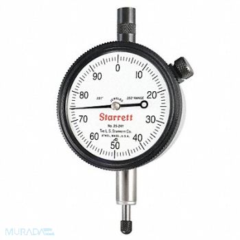 STARRETT Dial Indicator 0 to 0.250 In 0-100, 5UAU9