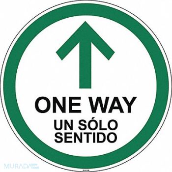 STRANCO INC Bilingual One Way Floor Sign 17 H 17 W, 60DA60